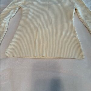 Cream Ribbed Crew Neck Sweater